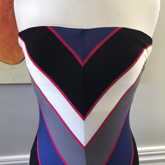 Le Chateau chevron black/grey/white/pink dress S - Picture 4 of 6